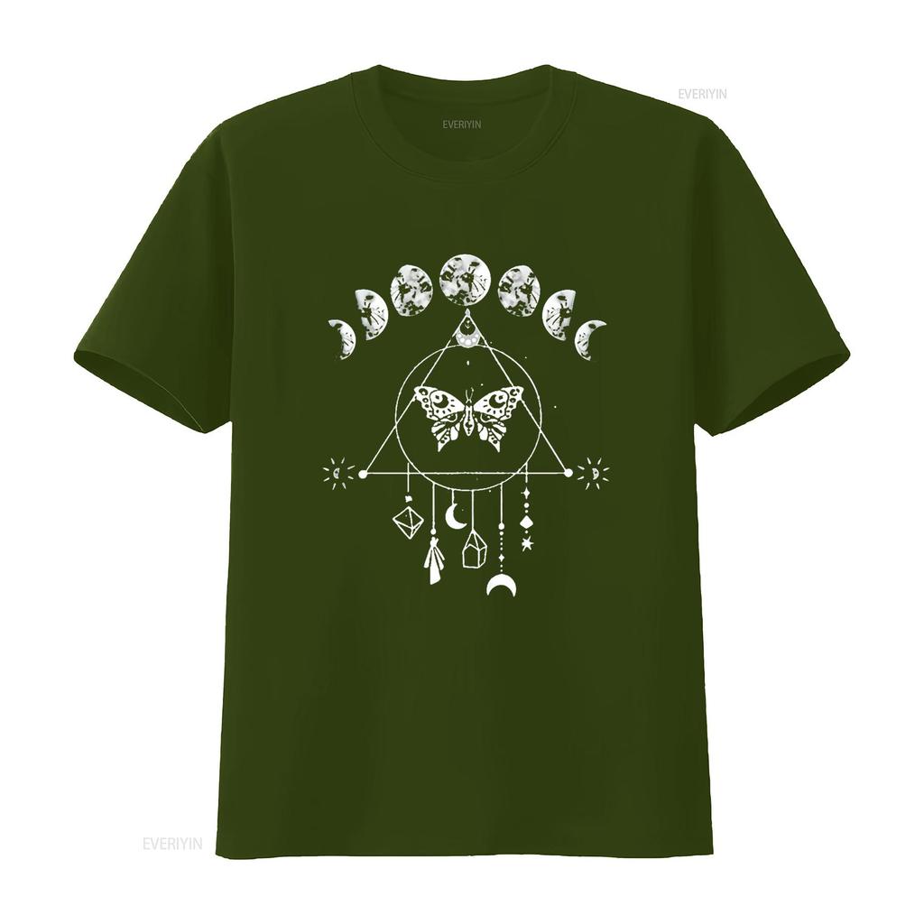 Celestial Moon Phase Moth Crystals Stars Vintage D Cute Tops for Women T Shirt with Bold Prints Vintage Washed Stretched