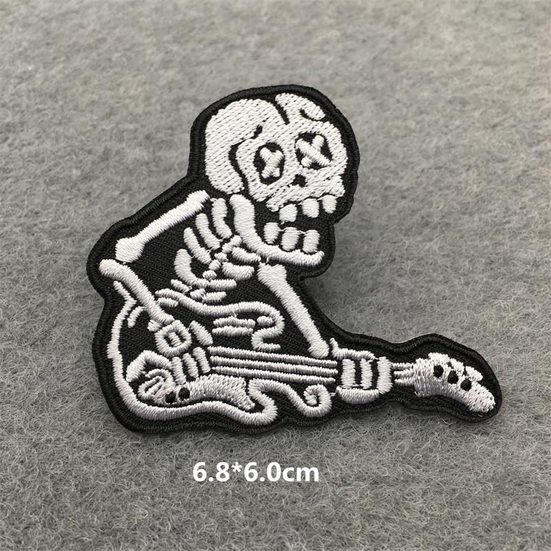 Flame Guitar Rock Embroidered Patches On Clothes Music Disco Headset Dj Punk Stripes Iron On Patches For Clothing Diy Appliques