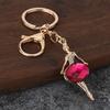 Zinc Alloy Keychain Pendant, Ballet Girl Shape Key Holder with Imitation Gemstones Rhinestones, Easy to Install Bag Charm