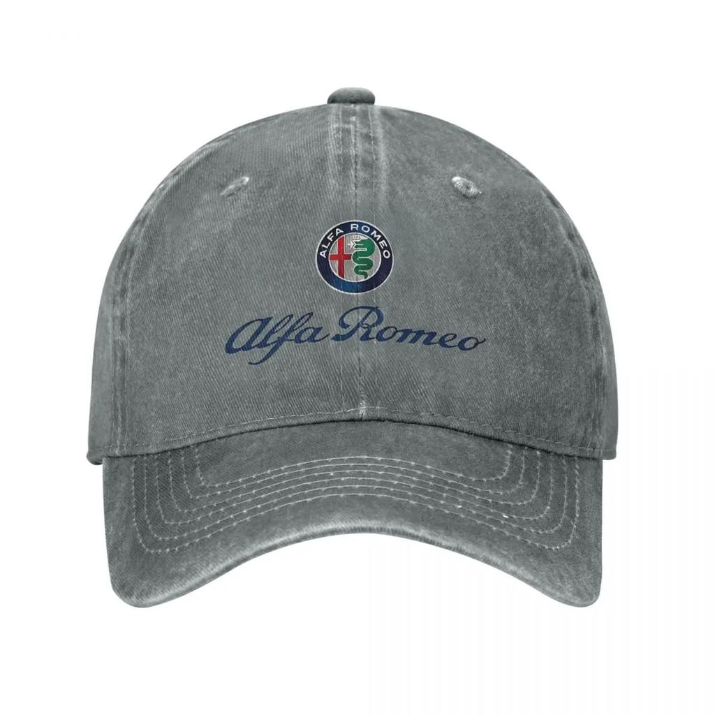 A-Alfas Cars Romeo Emblem Baseballkappe Klassisch verwaschene Jeansmütze Unisex Stil Outdoor Sommermützen Kappe
