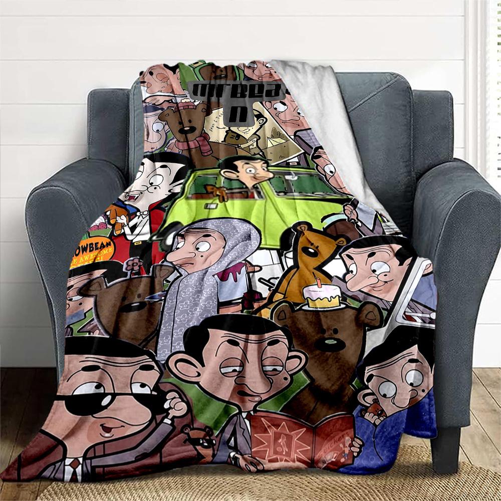 1pc Mr. Bean Adventures Outdoor Blanket Lightweight Flannel, All-Season Use for Sofa, Bed, Travel, Camping, Living Room, Office, Couch073