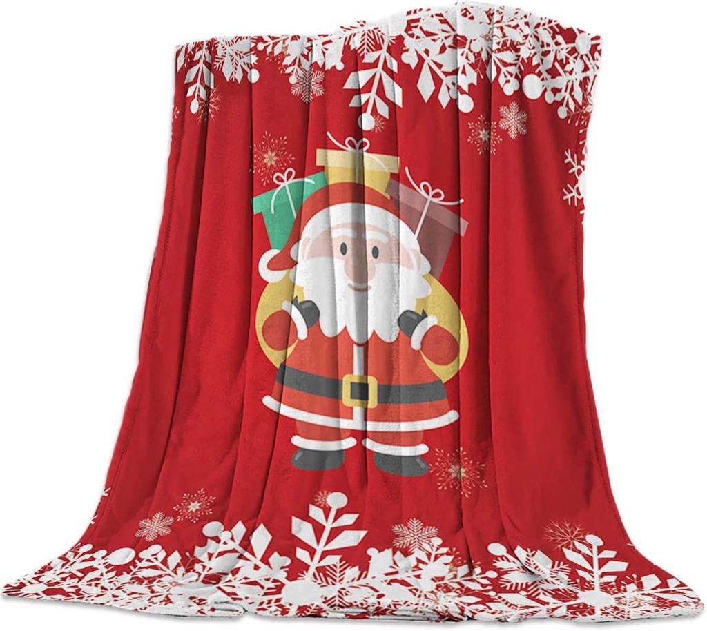 Christmas Blanket Santa Throw Blanket Holiday Flannel Throw Super Soft Cozy Plush Xmas New Year Holiday Blanket for Couch Sofa Bed