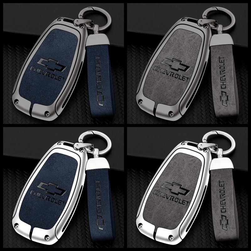 Zinklegierung Leder Auto Schlüsselabdeckung Hülle für Chevrolet Aveo Bolt Onix Cruze Spark Cavalier Colorado Lacetti Traverse Silverado