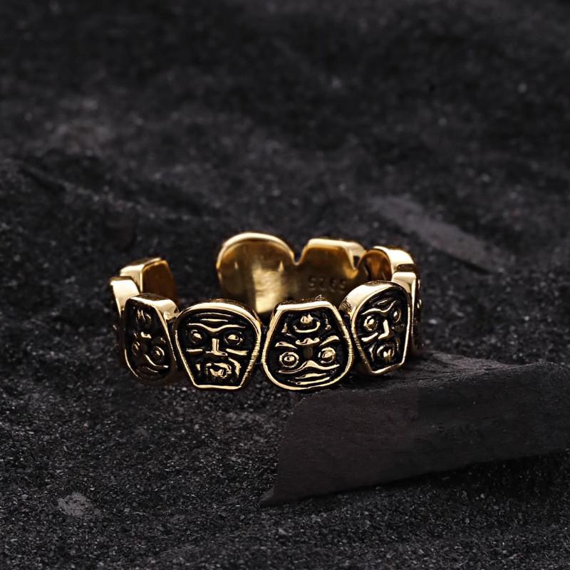 Elegant Retro Style Adjustable Open Copper Ring Featuring Sophisticated Geometric Patterns