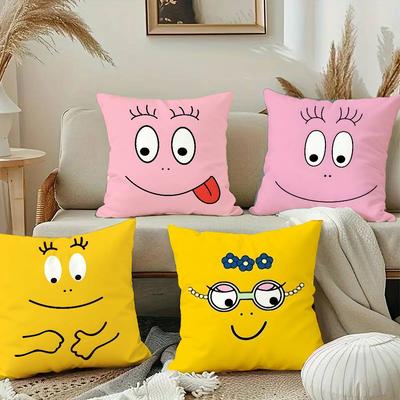 Cute Cartoon B-Barbapapas Pillow Case Plush Fabric Soft Pillowcase Double Sided Print Cushion Cover Household Gifts