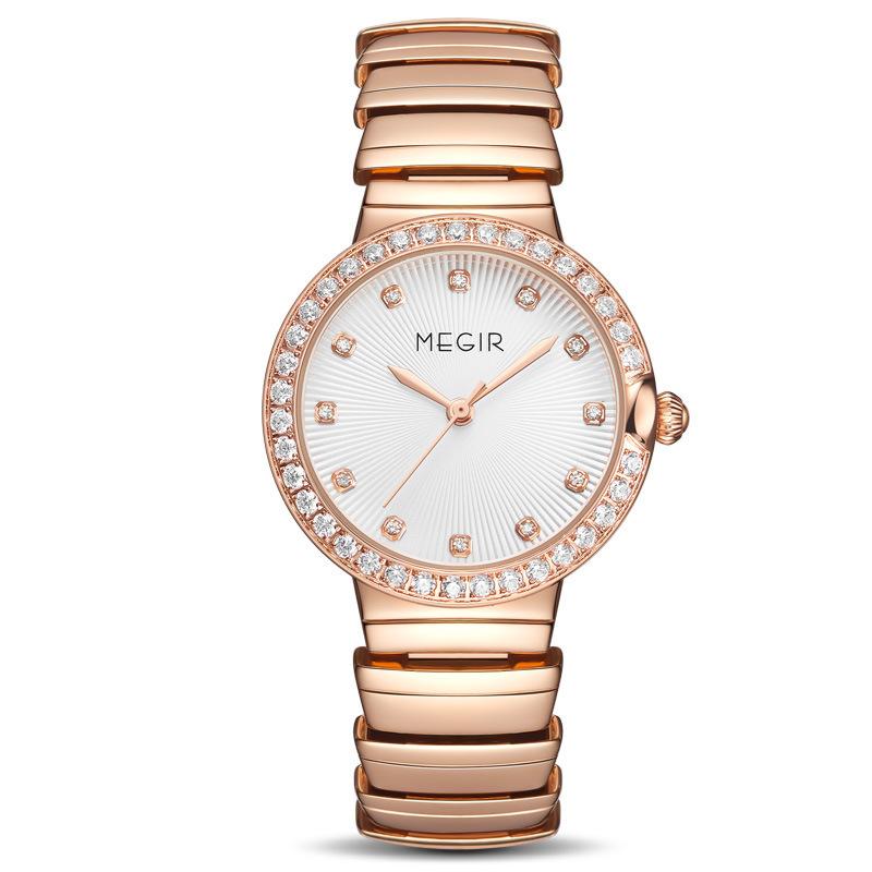 Women S Watch, Versatile Diamond-Encrusted Copper Case Watch, Rose Gold Steel Belt Women S Watch, Quartz Watch 7010 розового золота