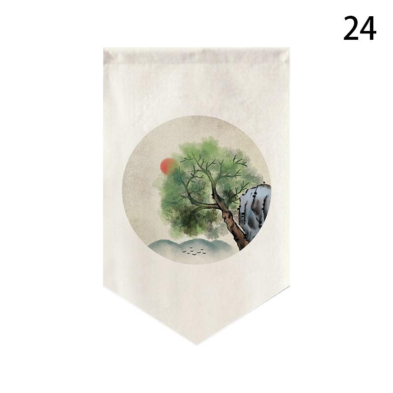 

Chinese Traditional Ink Painting Door Curtain Drape Kitchen Partition Japanese Noren Living Room Doorway Hanging Half-Curtain 30X50cm&Velcro