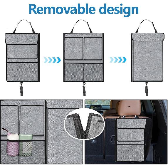 Hovom Car Trunk Organizer, Large Capacity Trunk Organizer for SUV, Detachable Vehicle Seat Back Hanging Storage Organizer with Zippers, Waterproof