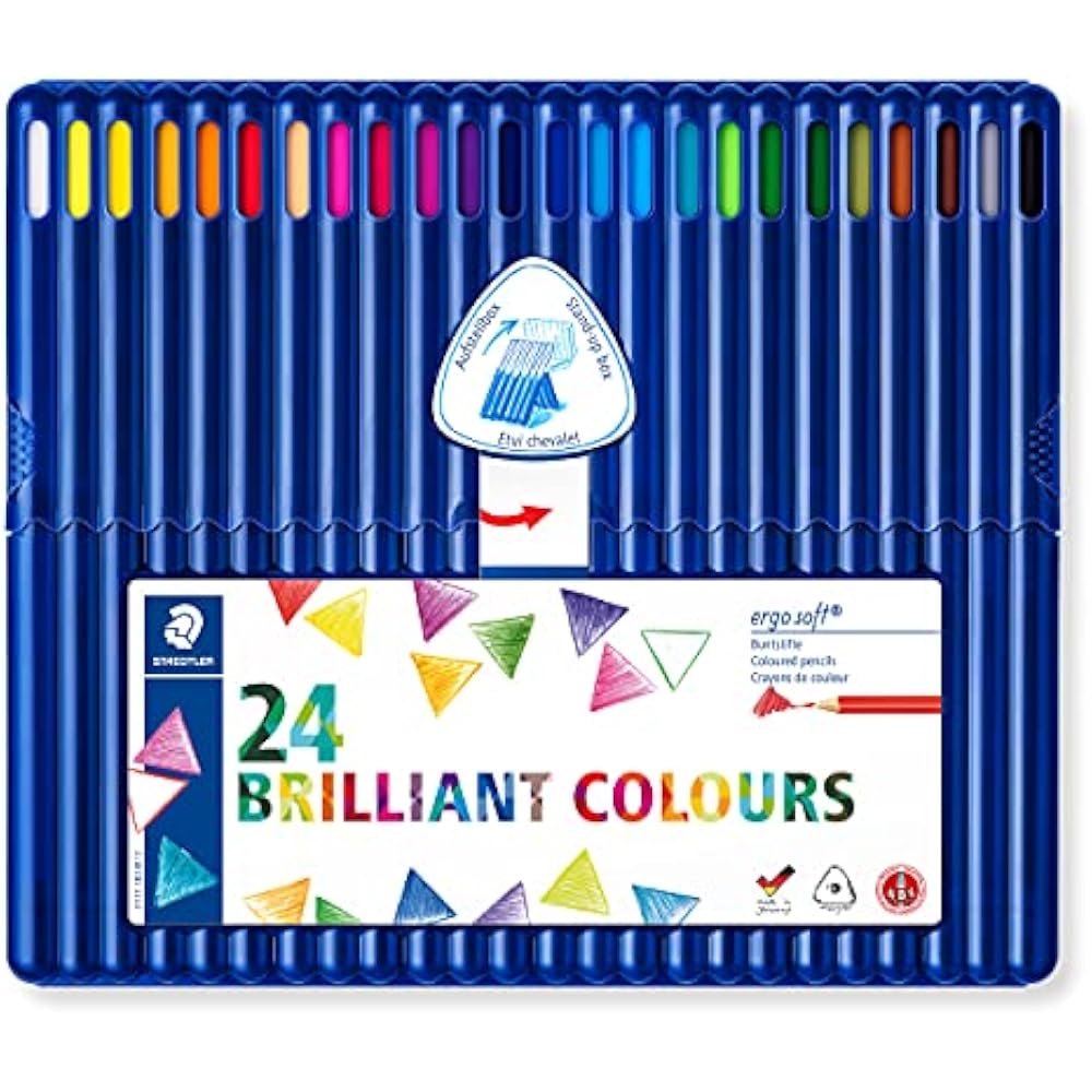 STAEDTLER (STAEDTLER) Colored Pencils, 24 Colors, Triangular Shaft, Oil-based Colored Pencils, Er...