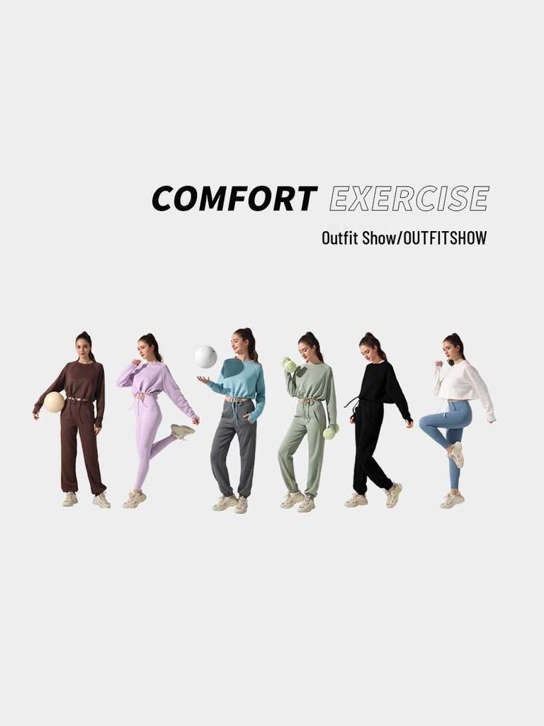 Crew Neck Warm Sweatshirt Jacket: Autumn/Winter, Loose Fit, Long Sleeve, Casual Drawstring, Fitness & Yoga Wear.