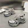 Platform Dad Shoes Silver Heavy Industry Women's New Sports Shoes Women's Light Casual Shoes Fried Street Women's Single Shoes