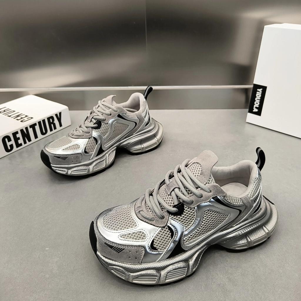 Platform Dad Shoes Silver Heavy Industry Women's New Sports Shoes Women's Light Casual Shoes Fried Street Women's Single Shoes