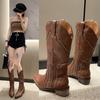 Brown Maillard Boots 2025 New Summer and Autumn Retro Western Cowboy Boots American Tall Knight Boots Long Boots