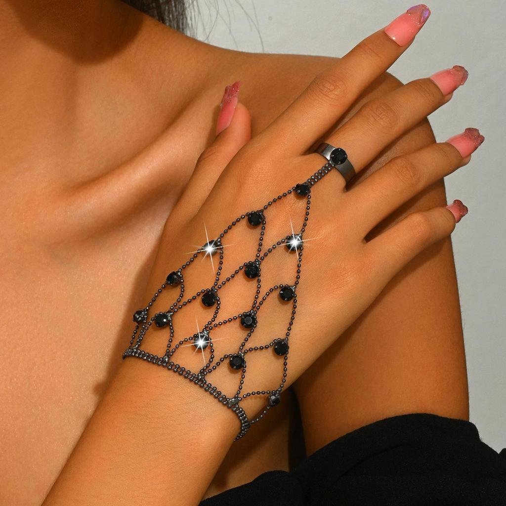 Trendige Strass-Fingerlose Handkette mit europäischem und amerikanischem Flair