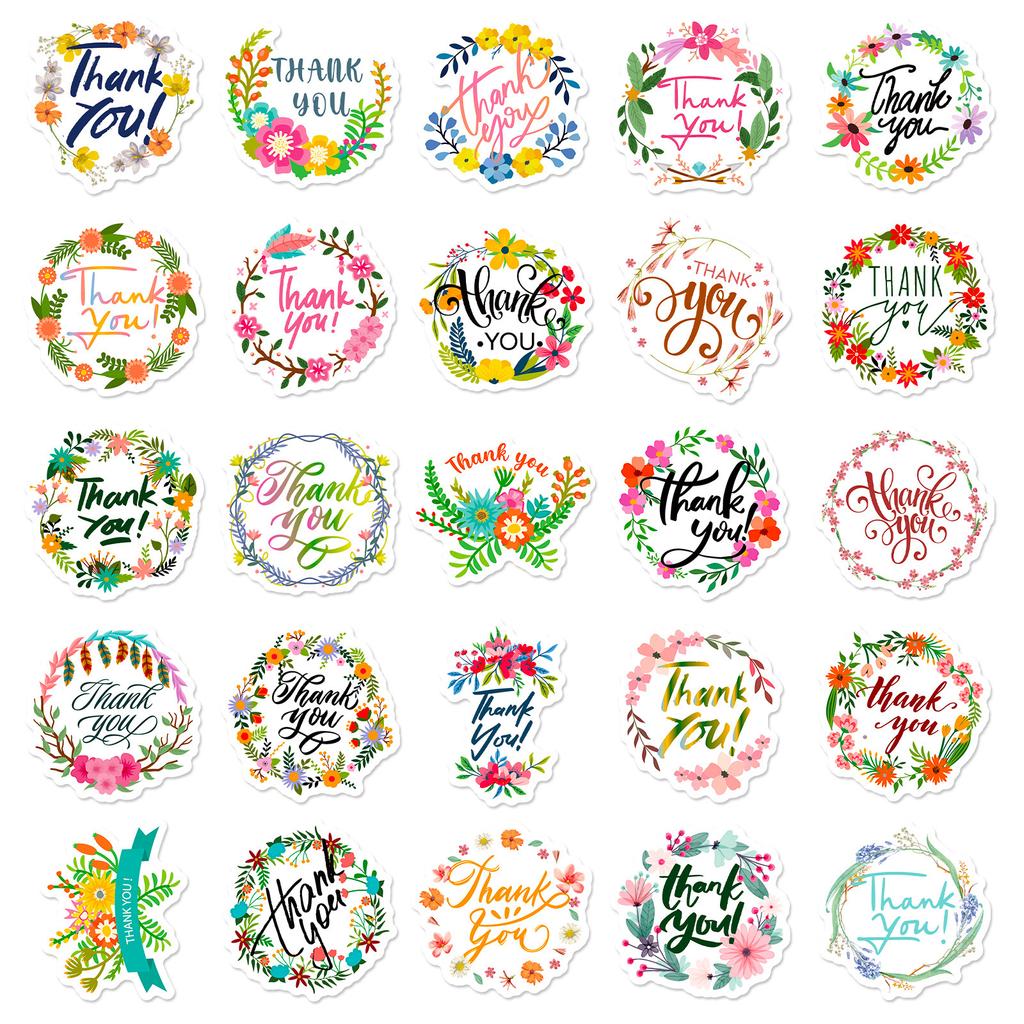 50 Thank You Stickers, English Stickers, Sealing Stickers, Baking Gifts, Holiday Stickers, Thank You.
