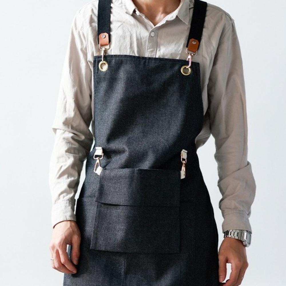 Household Work Apron Multi-Pocket Cooking Aprons Portable BBQ Aprons  Grilling