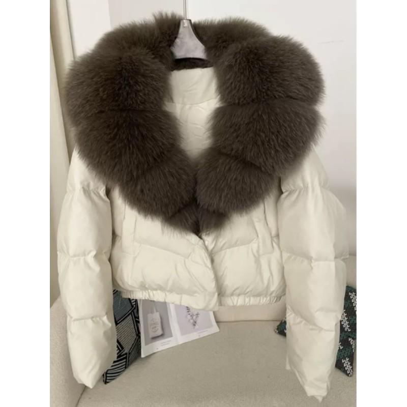 Women's Winter Short Warm Clothes Hooded Elegant Anti-fox Fur Collar Jacket