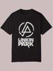 Black Summer Graphic T-shirt - 100% Polyester Casual Round Neck Tee with Bold LINKIN PARK Print
