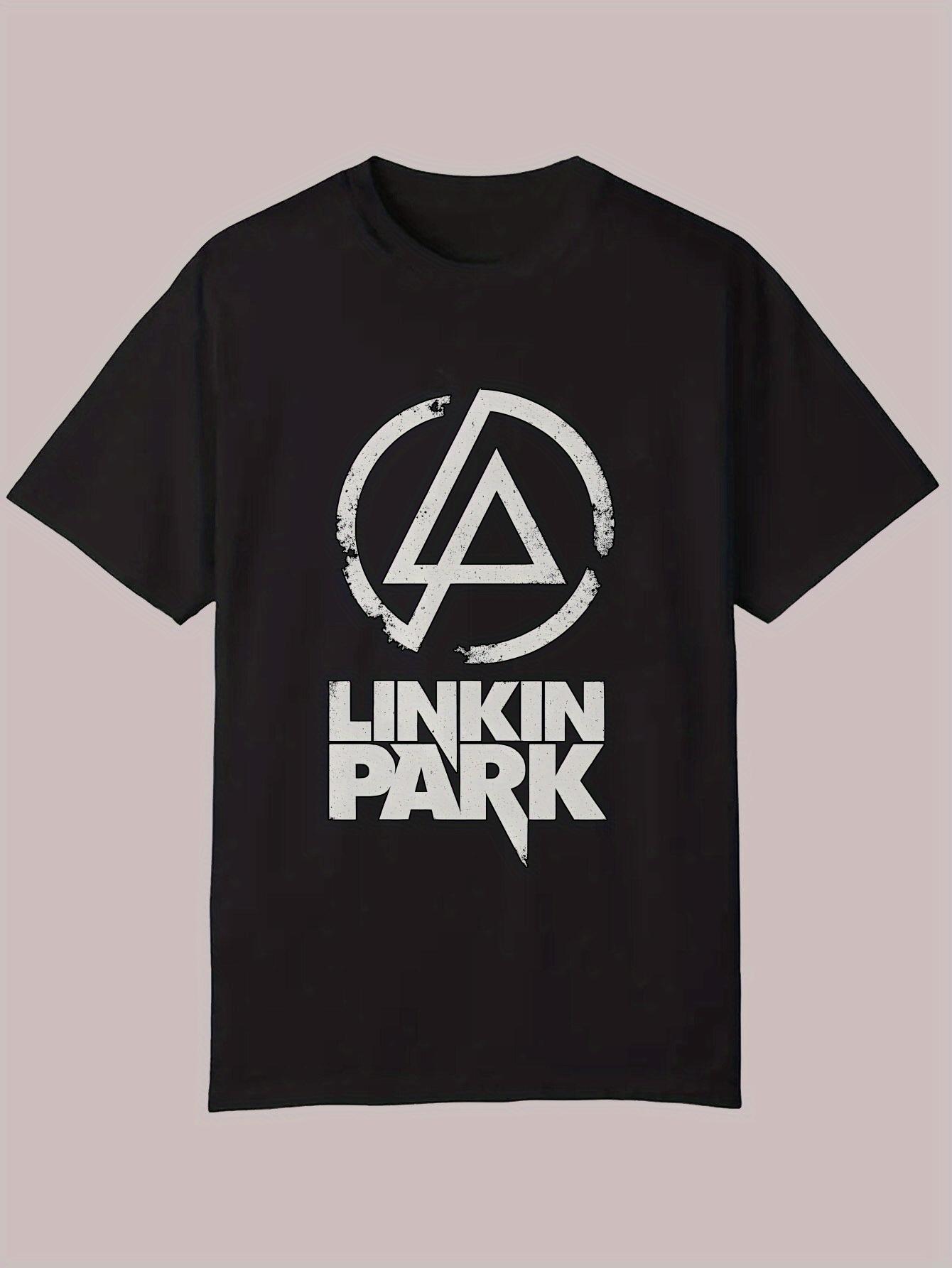Black Summer Graphic T-shirt - 100% Polyester Casual Round Neck Tee with Bold LINKIN PARK Print M