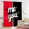 2D Flat Printing  JIT 2pcs   Curtains (Without Rod) Heart Connection Chic Curtains&Window Treatment Semi-Sheer Curtains Home Decor