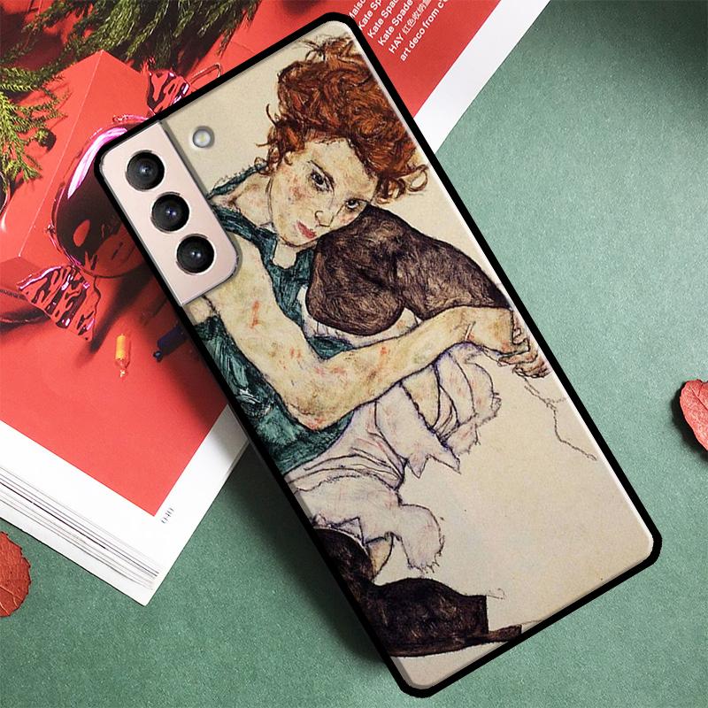 Egon Schiele Art Phone Case For Samsung Galaxy S24 Ultra S9 S10 S20 S21 S22 S23 S25 Plus S24 FE Back Cover
