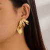 Exaggerated metal ginkgo biloba stud earrings, trendy girl sweet cool wind shell pattern earrings