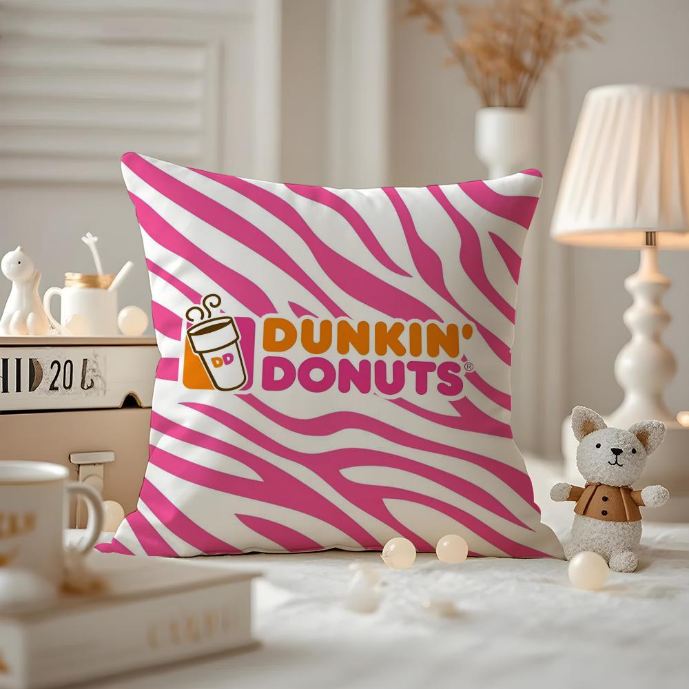 Dunkin' Donuts Cushion Cover Anti-dustmite Pillowcase Invisible Zipper Silky Short Plush Sofa Cushion Cover