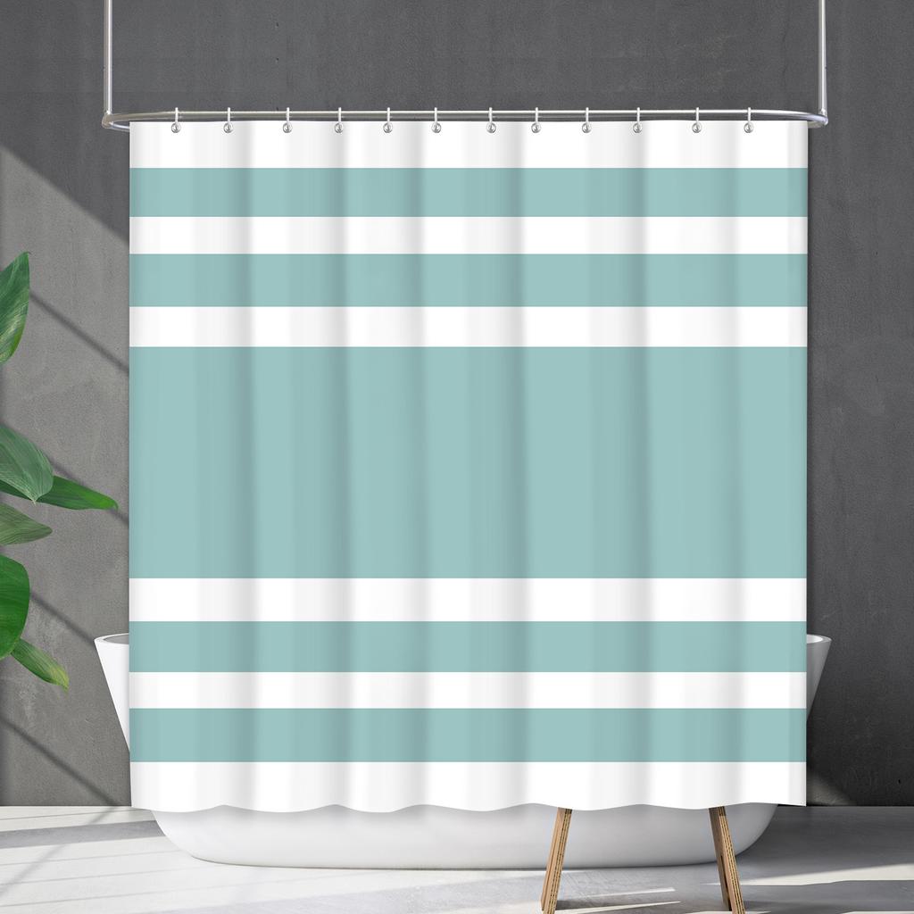 Shower Curtain Waterproof And Mildew-Proof Line Lattice Bathroom Striped Bathroom Curtain Shower Curtain Partition Curtain Free Of Punching