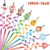 10-30PCS Christmas Reusable Straws PVC Spiral Plastic Straws for Holiday Party Decor Eco-Friendly Santa Themed Party Gifts