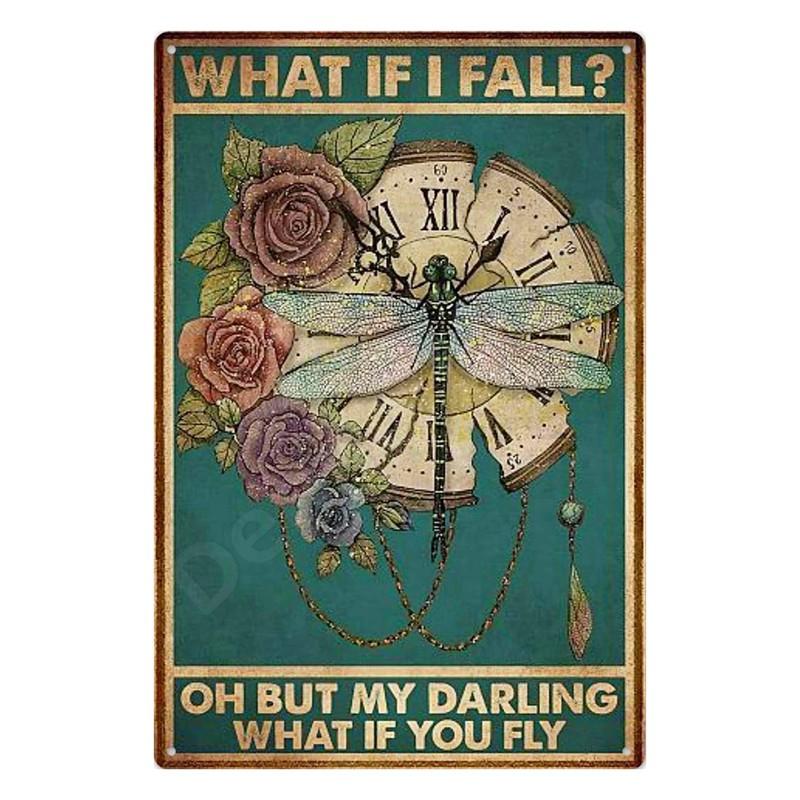 Inspirierende Sprüche auf Blechschildern, Retro-Wandkunst, Sei gut zu dir selbst, Vintage-Hippie-Mädchen, Poster für Zuhause, Garten