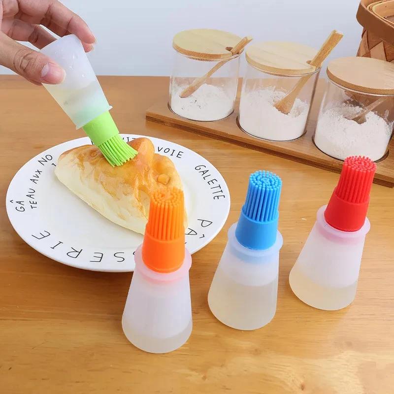 Portable Oil Bottle Barbecue Brush Silicone Kitchen Cooking Tool Baking Pancake Barbecue Camping Accessories Gadgets