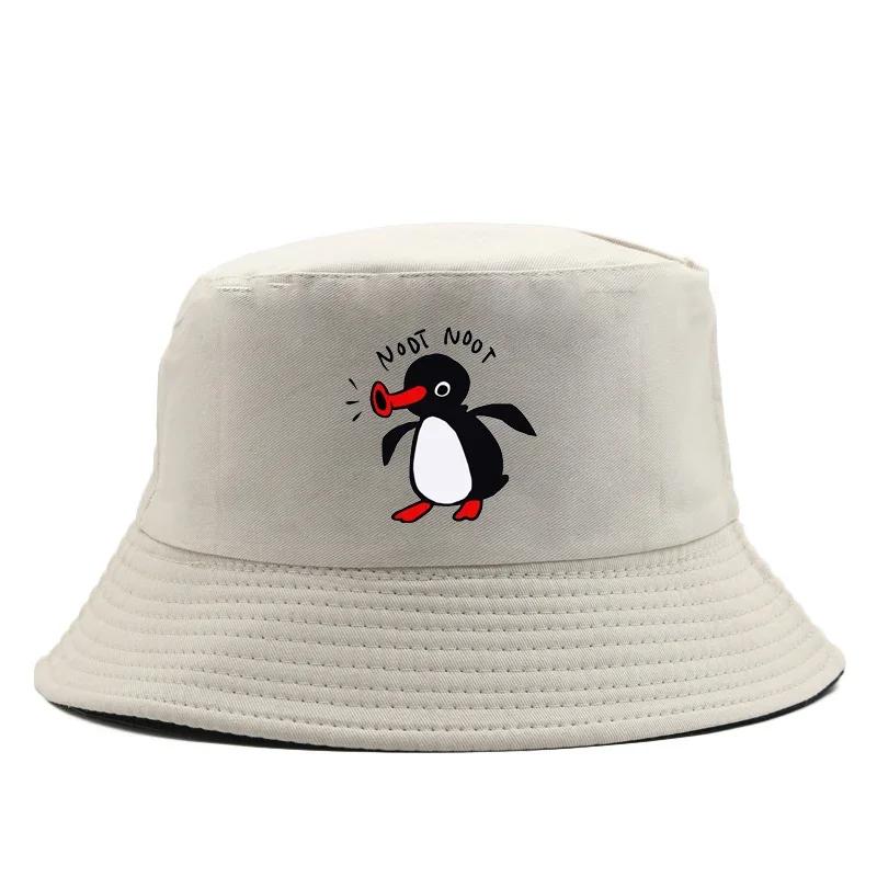 1pc Summer Penguin Printed Bucket Hats for Men Women Travel Beach Reversible Fisherman Hat Outdoor Sports Pull Up Panama Sun Hat