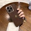 Luxury Lunar Crater 3D Camellia Leather Strap Phone Case For iPhone 15 14 13 12 11 Pro Max Plus + X XS XR Fall Dirt Resistant