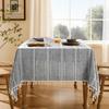 Tablecloth Cotton Linen Stripe Resistant Dust-Proof Soft Table Cover for Kitchen Dinning Wedding Tabletop Decoration Rectangular