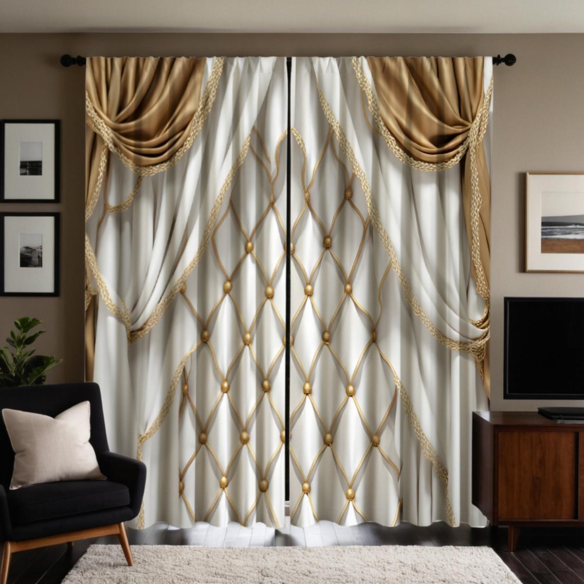 

2 шт. HD цифровой белый стиль европейская вилла расширенный смысл занавеска голова занавеска украшение дома стиль украшение гостиная ро W52H63inchW132H160cm