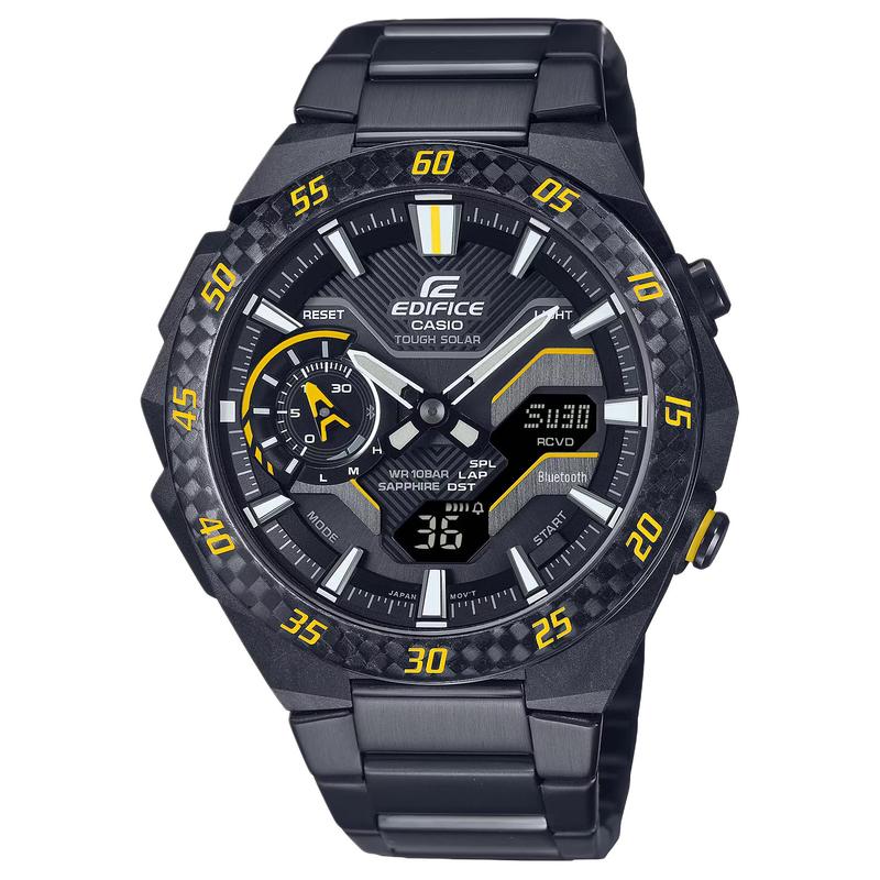 CASIO EDIFICE 100 meters waterproof depth Solar Quartz Steel Strap Uniform for men and women Black dial ECB-2200YRC-1A9JF