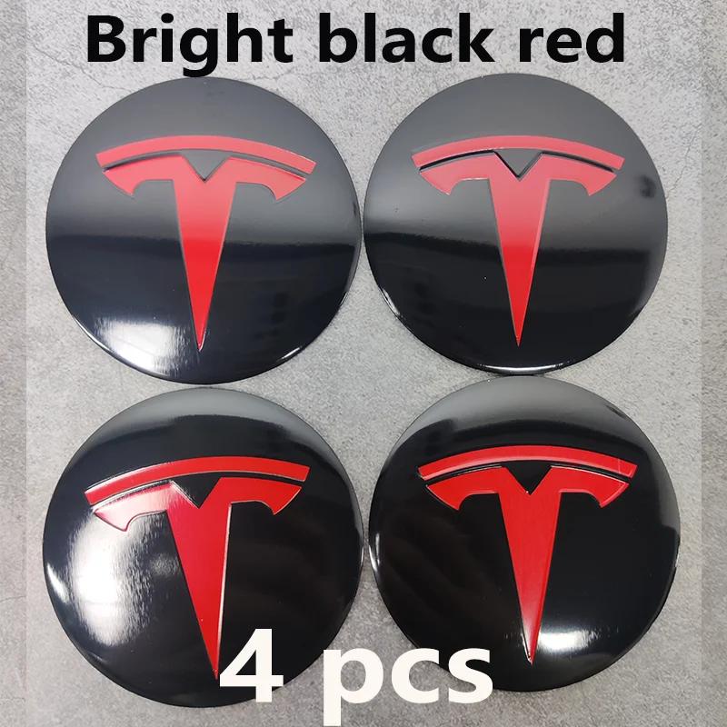 Tesla Model 3/Y/S/X 4Pcs 56mm Hub Cap Logo Stickers - Waterproof Durable Wheel Center Decals Car Protector Accessories