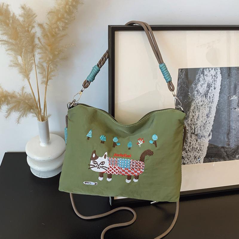 Женская сумка-тоут в стиле ленивый ветер, японская вышивка, Джокер, большая вместимость, прочная сумка через плечо для通勤, сумка-мессенджер