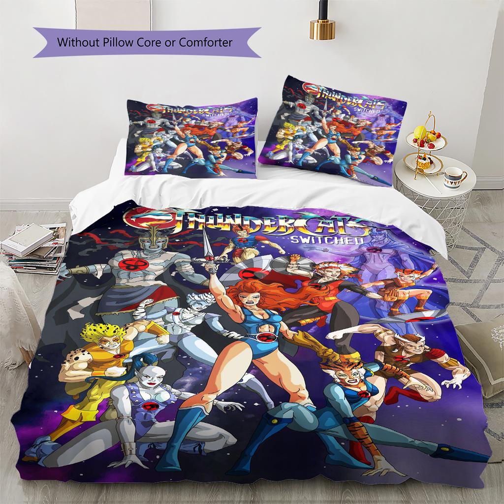 Thundercats Vzor Povlečení Sada Prošívaných Dek Quilt Cover Povlak na Polštář Domácí Dekorace Dárek (1 * povlak na peřinu + 2 * povlak na polštář, bez jádra)