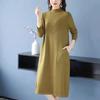 Herbst- und Winter Damenpulloverkleid Mittellang Locker Mittleren Alters Mutter Outfit Gestricktes Dickes Kleid