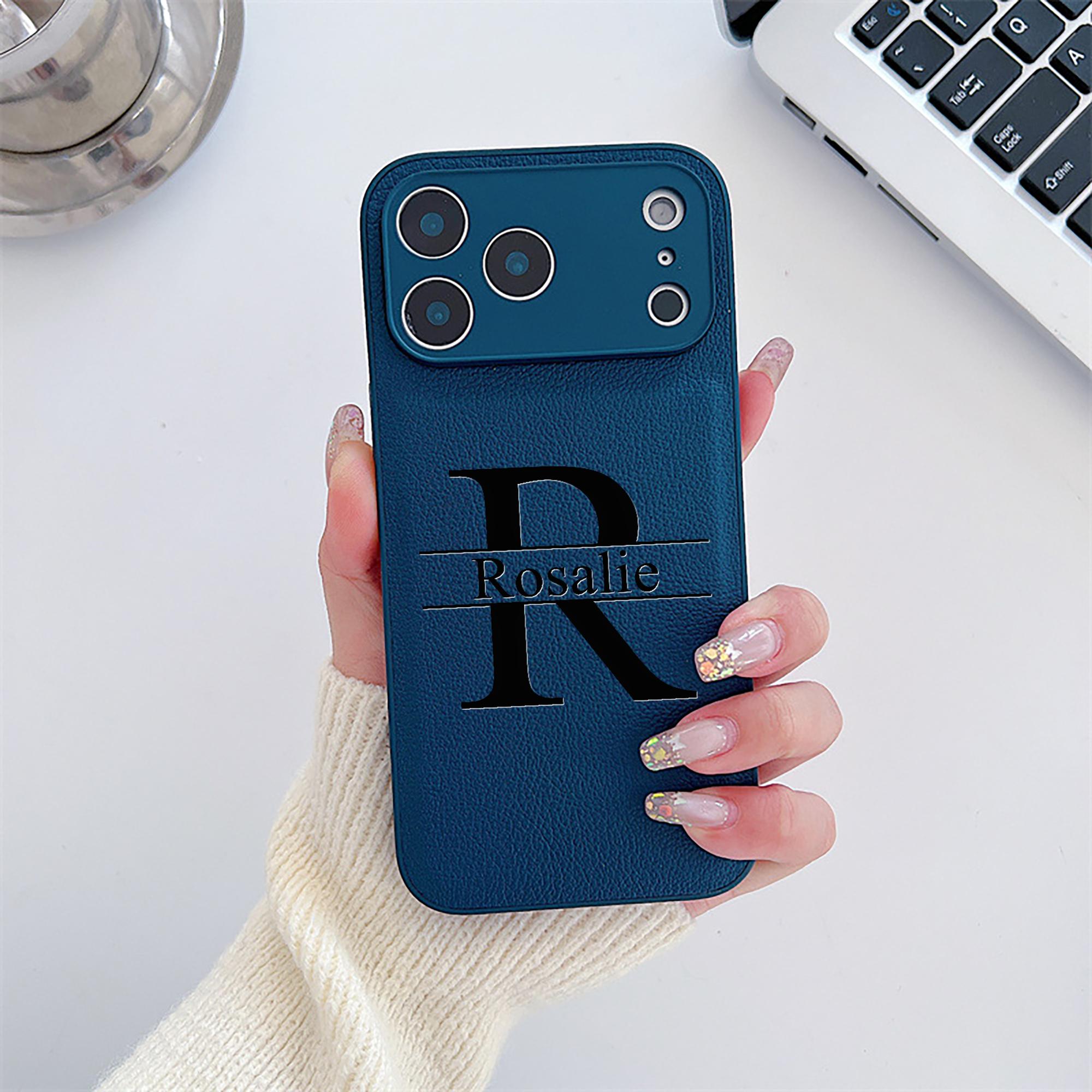 

Custom Capital Letters Name Artificial Leather Multicolored Phone Case Gift For iPhone 17 16 15 14 13 12 11 Pro Max 17 Air Plus For iPhone 15 Pro