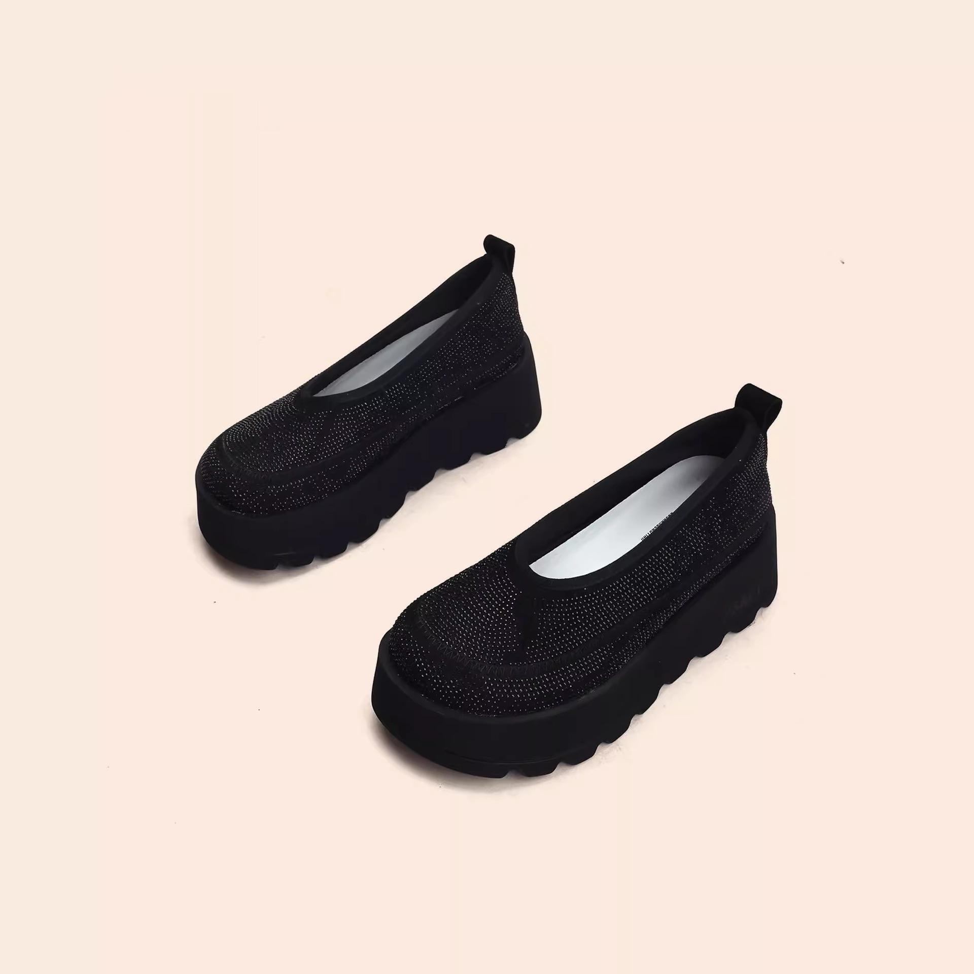 

Gu Yunshu Small женские туфли на платформе женские 2025 весна новые однопедальные ленивые верхние туфли универсальные увеличивающие рост одинарные туфли 35 чёрный