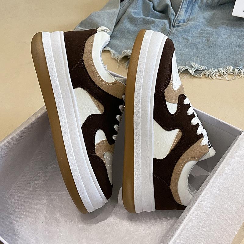 Casual Shoes Women's Summer New Thick Baseplate Shoes Women's Breathable Leather Surface Women's Versatile Ins Single