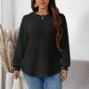 Women's Plus Size Fashion Casual Solid Color Square Check Pullover Sweatshirt Top Hoodie