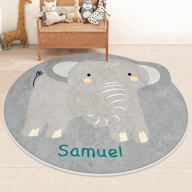 Cartoon Style Bedroom Decor Round Carpet Thick Plush Carpets for Living Room Anti-slip Bedside Floor Mat Fluffy Soft Lounge Rug