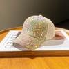 Summer mesh sequin hat - breathable, sun-proof, sun-shielding hat for outdoor activities. Fashionable and versatile Korean baseball cap with a brim.