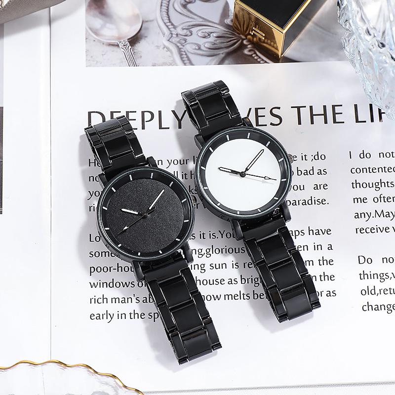 Women's Simple Temperament Glow Steel Band Men's Quartz Wrist Watch