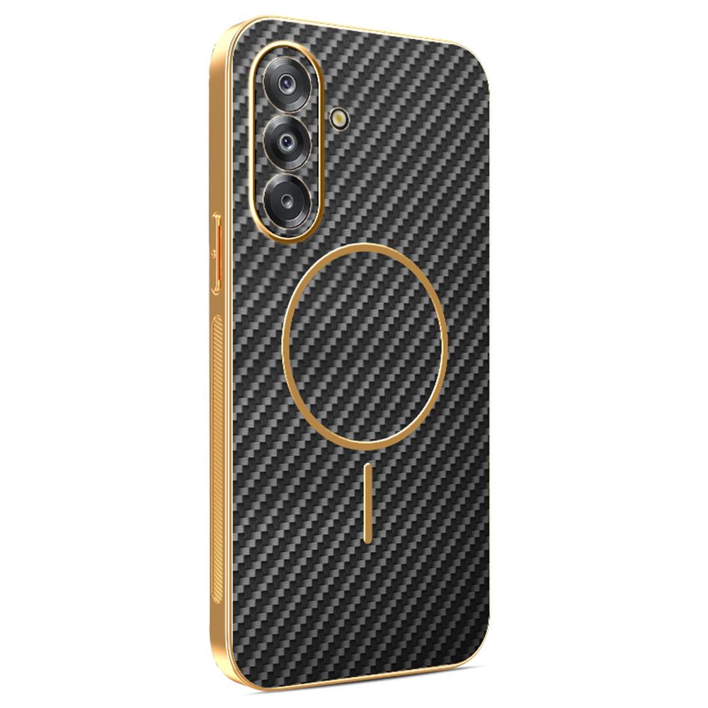 For Samsung Galaxy A26 5G Phone Case Carbon Fiber Textured Electroplated TPU Back Cover