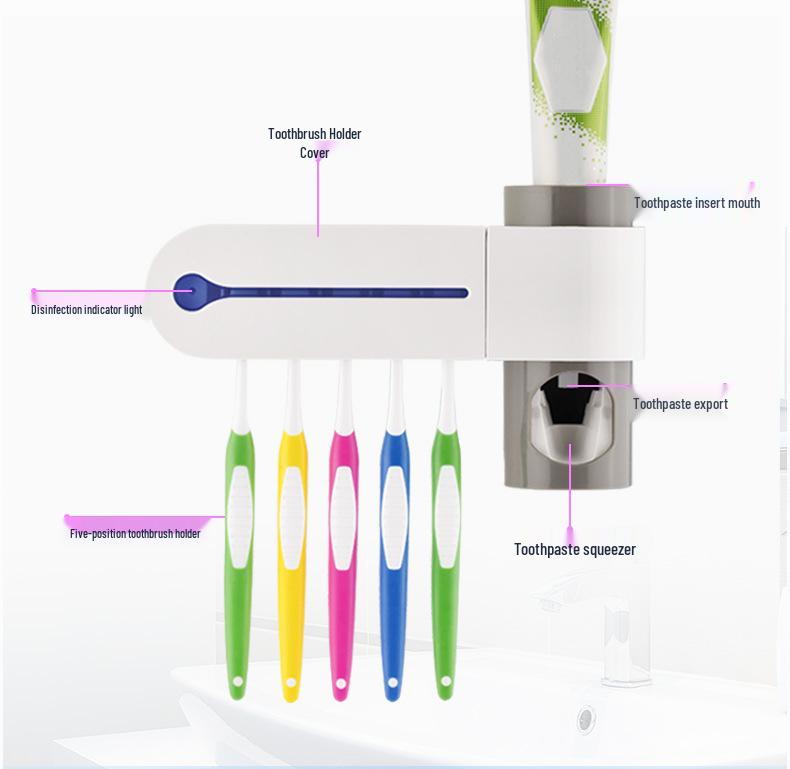UV Toothbrush Sterilizer & Holder with Automatic Toothpaste Dispenser