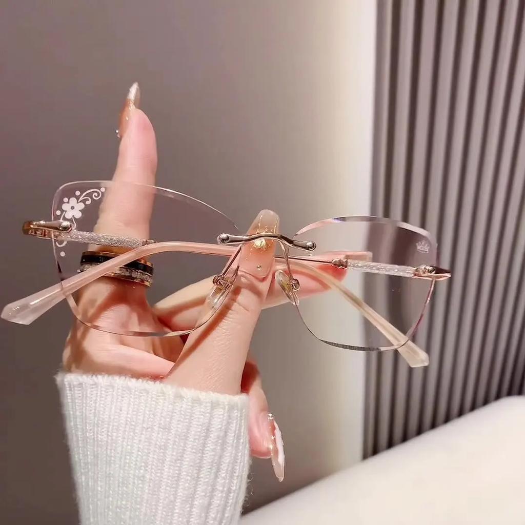 Rimless Presbyopia Eyeglasses Anti Blue Light Glasses Personality Design Far Sight Eyewear Eye Protection Diopter 1.0 To +4.0